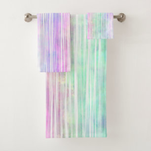 rainbow brush strokes, on white : bath towel set