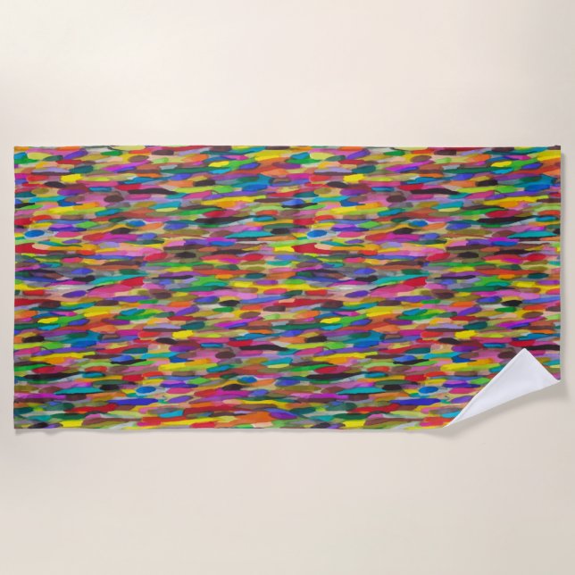 Rainbow Brushstrokes Beach Towel (Front)