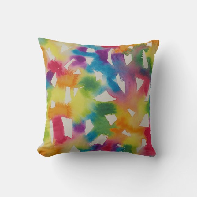 Rainbow Brushstrokes Pillow (Front)