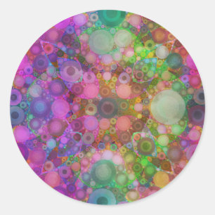 Rainbow Bubble Abstract Classic Round Sticker