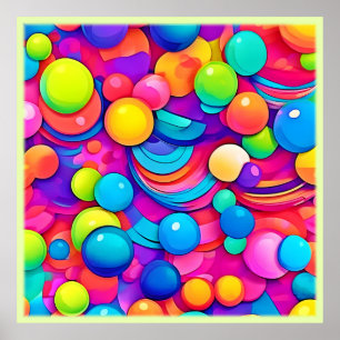 Rainbow Bubble Blast Artwork Poster