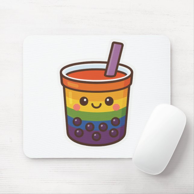 Rainbow Bubble Tea LGBTQ+ Pride Mouse Pad (With Mouse)