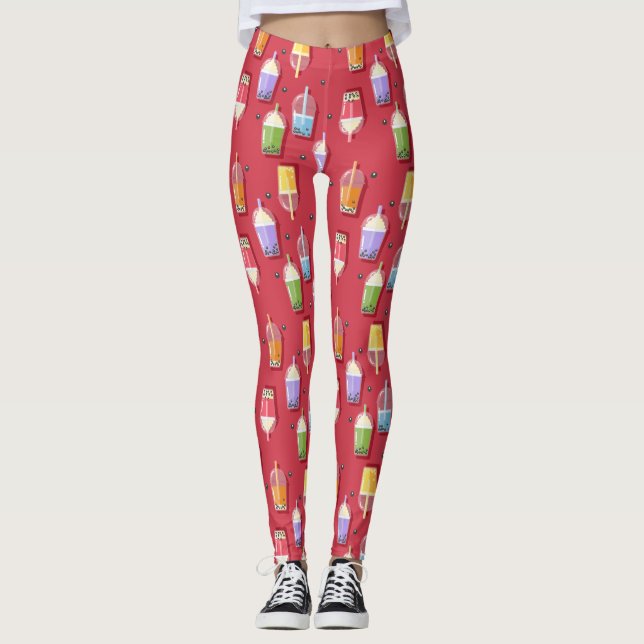 rainbow bubble teas pink leggings (Front)