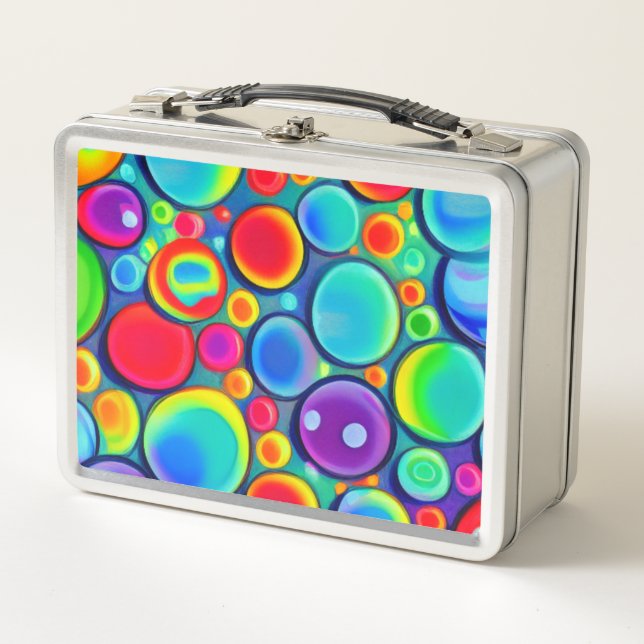 Rainbow Bubbles  Metal Lunch Box (Front)