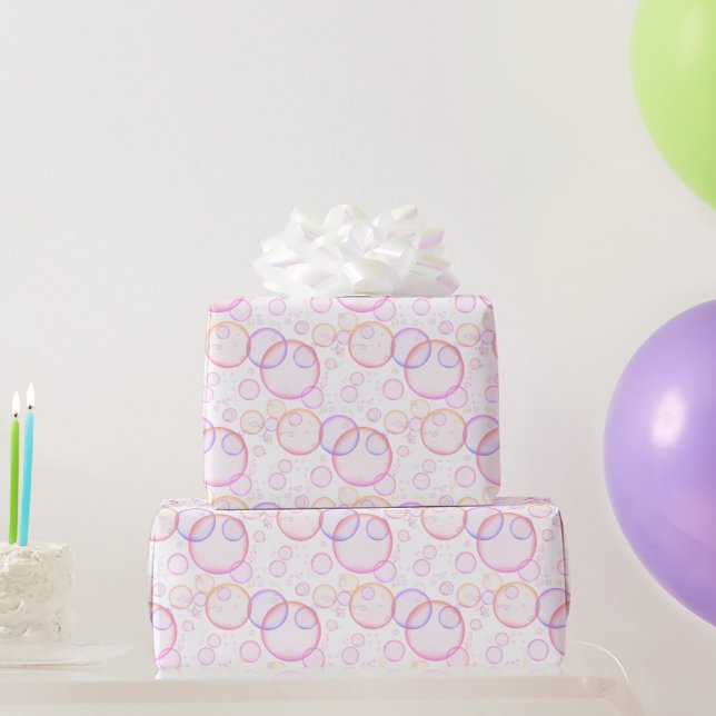 Rainbow Bubbles On White Wrapping Paper (Party Gifts)