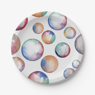 Rainbow Bubbles Party Plates