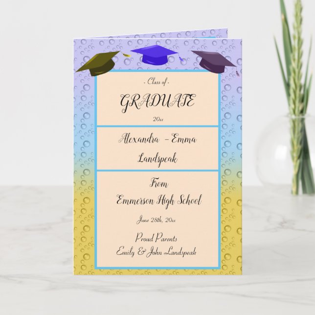 Rainbow Bubbly Graduation Card (Front)