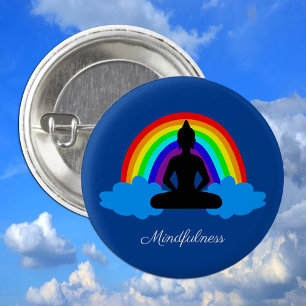 Rainbow Buddha & Mindfulness Yoga /meditation 3 Cm Round Badge