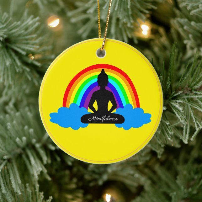 Rainbow Buddha & Mindfulness Yoga /meditation Ceramic Tree Decoration (Tree)