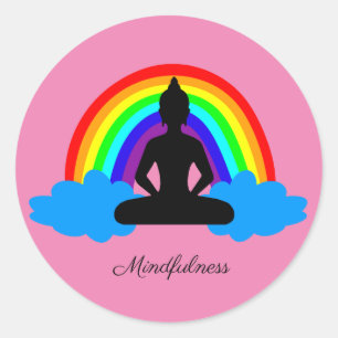 Rainbow Buddha & Mindfulness Yoga /meditation Classic Round Sticker
