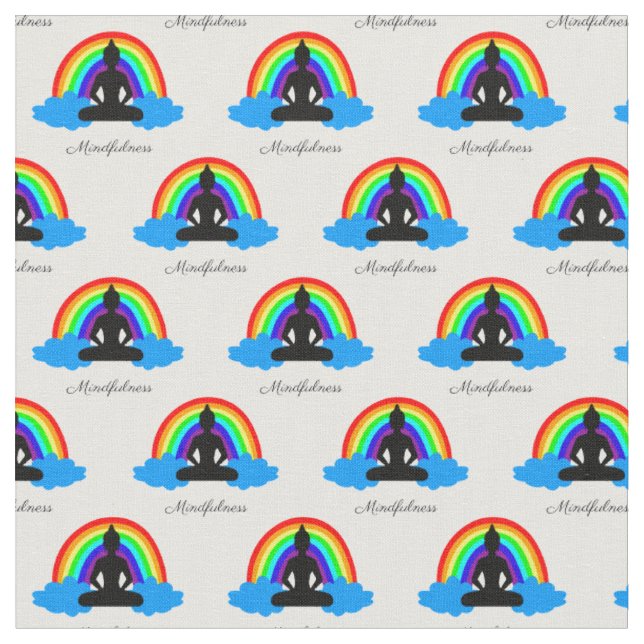 Rainbow Buddha & Mindfulness Yoga /meditation Fabric (Close Up)