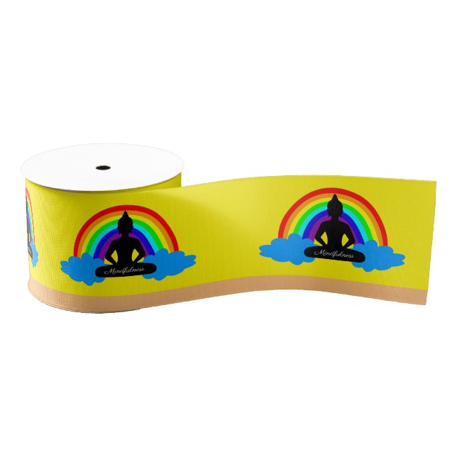 Rainbow Buddha & Mindfulness Yoga /meditation Grosgrain Ribbon (Spool)