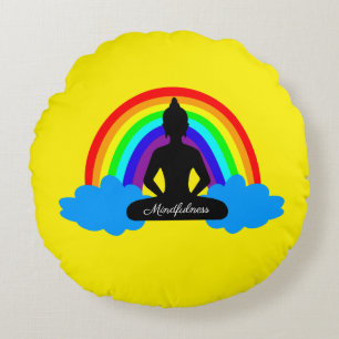 Rainbow Buddha & Mindfulness Yoga /meditation Round Cushion