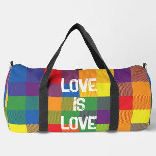 Rainbow Buffalo Check Pride Colourful Love Large Duffle Bag