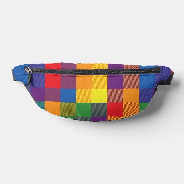 Rainbow Buffalo Check Pride Flag Plaid Colourful Bum Bags (Lay Down)