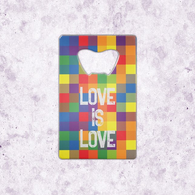 Rainbow Buffalo Check Pride Plaid Personalise (Credit Card Bottle Opener - Buffalo Check Rainbow Colors)