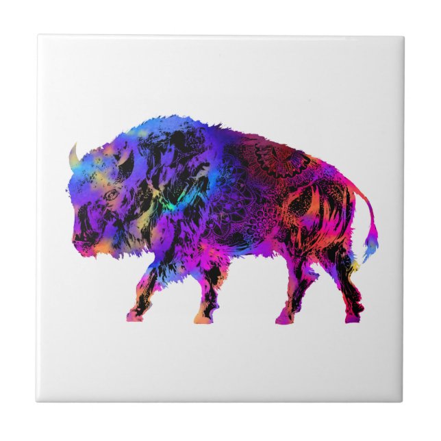 Rainbow Buffalo Tile (Front)