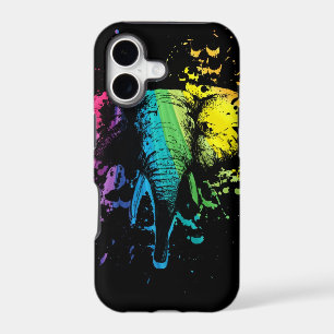 Rainbow Bull Elephant on Black