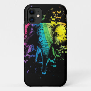 Rainbow Bull Elephant on Black Case-Mate iPhone Ca Case