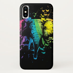 Rainbow Bull Elephant on Black Case-Mate iPhone Case