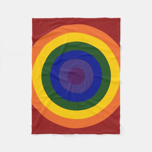 Rainbow Bullseye Pattern Fleece Blanket (Front)