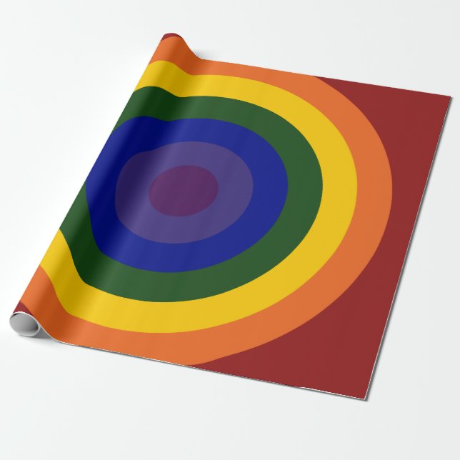 Rainbow Bullseye Wrapping Paper (Unrolled)