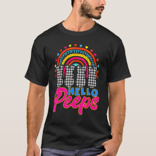 Rainbow Bunnies Hello Easter White Plaid Happy Eas T-Shirt