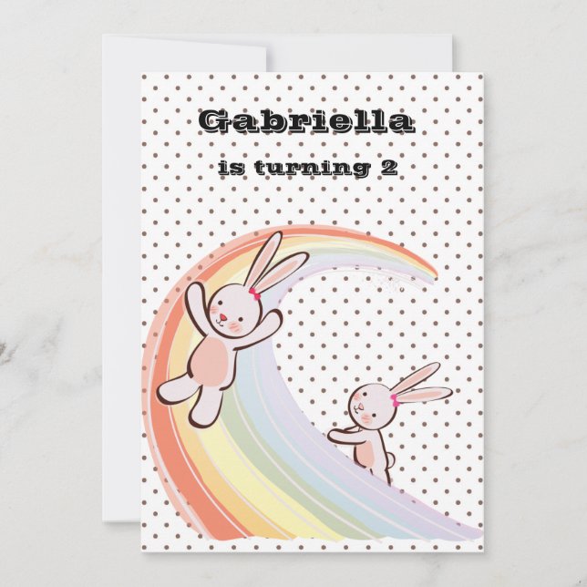 Rainbow Bunnies Invitation (Front)