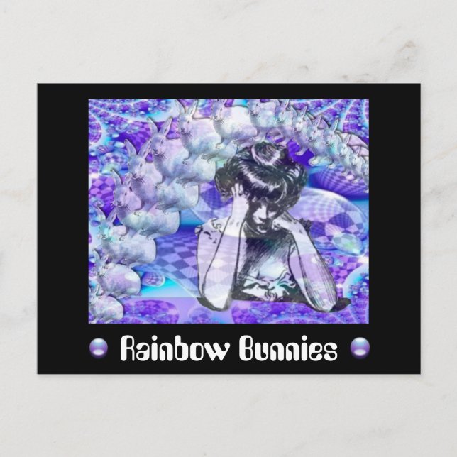 Rainbow Bunnies Postcard (Front)