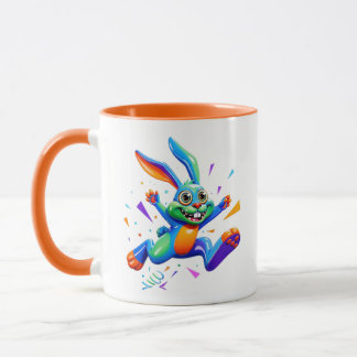 Rainbow Bunny Jumping Cute Cartoon Mug