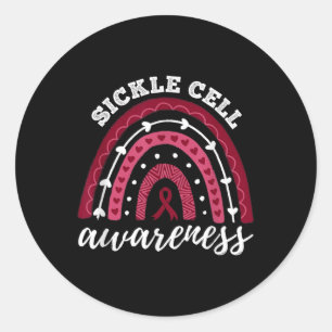 Rainbow Burgundy Ribbon Sickle Cell Awareness  Classic Round Sticker