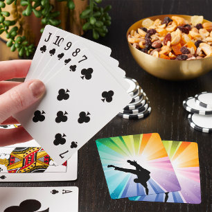 Rainbow Burst Breakdancer Silhouette Playing Cards