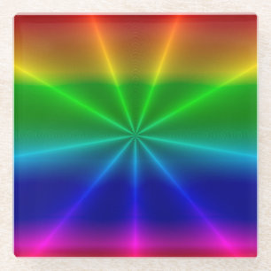 Rainbow Burst Glass Coaster