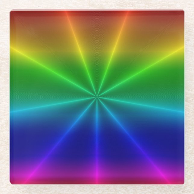Rainbow Burst Glass Coaster (Front)