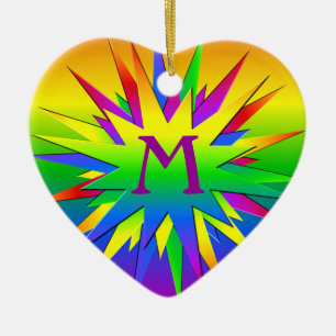 Rainbow Burst Ornament, customise Ceramic Tree Decoration