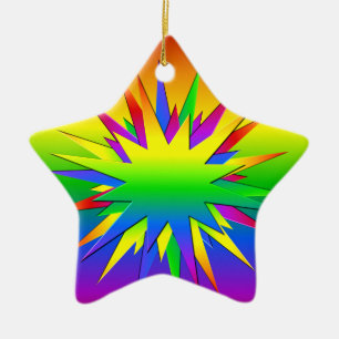 Rainbow Burst ornament, customise Ceramic Tree Decoration