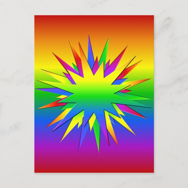Rainbow Burst postcard, customise Postcard (Front)