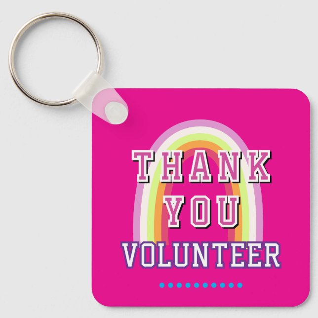 Rainbow Business Volunteer Hot Pink Key Ring (Front)