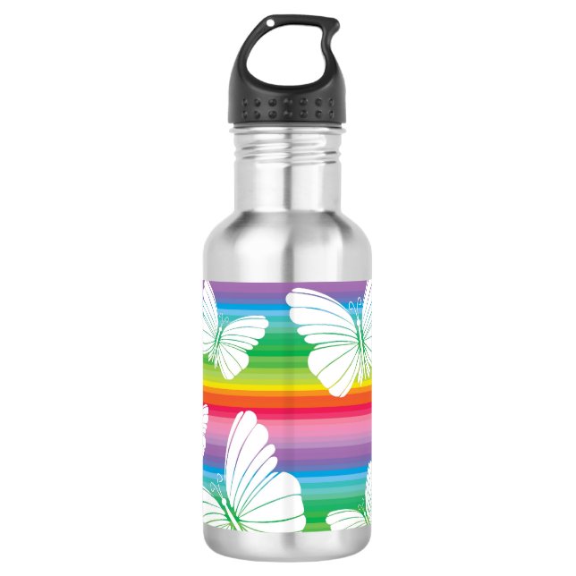 Rainbow butterflies 710 ml water bottle (Front)
