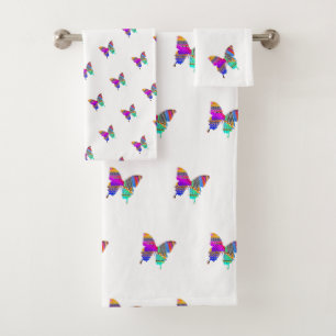 Rainbow Butterflies Bath Towel Set