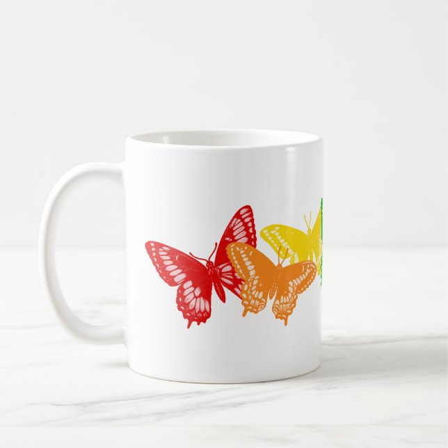 Rainbow Butterflies Coffee Mug (Left)