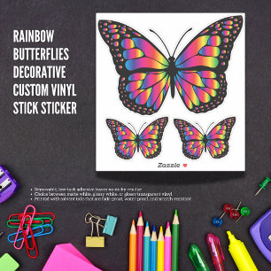 Rainbow Butterflies Decorative Custom Vinyl  Stick