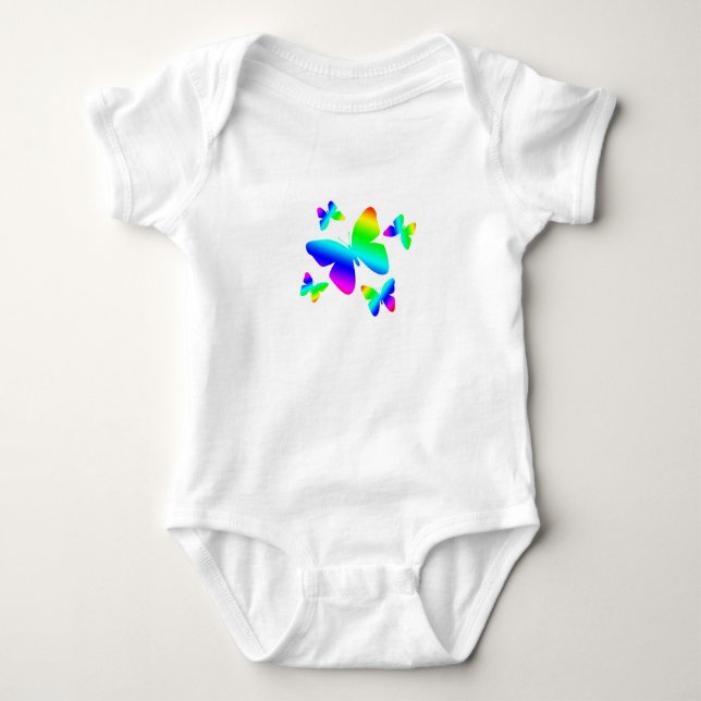 Rainbow Butterflies Design Baby Bodysuit (Front)