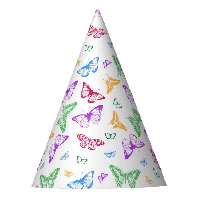 Rainbow Butterflies Party Hat (Front)