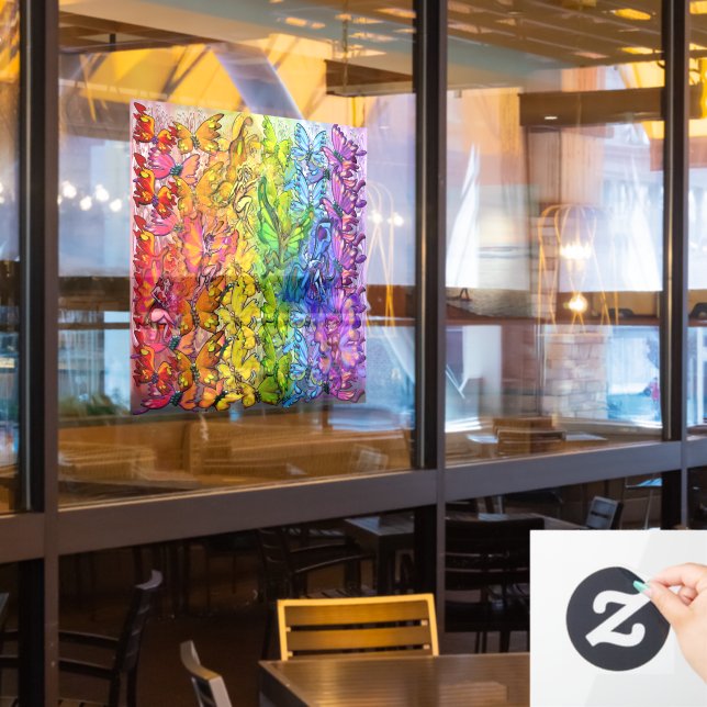 Rainbow Butterflies Pixies Window Cling (Restaurant Window)
