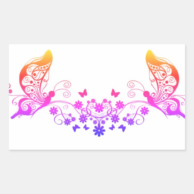 Rainbow Butterflies Rectangular Sticker (Front)