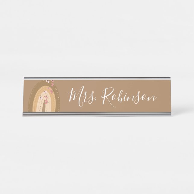 Rainbow Butterflies Script Teachers Name  Desk Name Plate (Front)