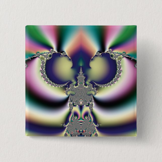 Rainbow Butterfly 15 Cm Square Badge (Front)