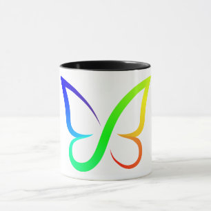 Rainbow Butterfly ADHD Symbol Line Art Mug