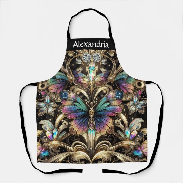 Rainbow Butterfly Art Deco Apron (Front)